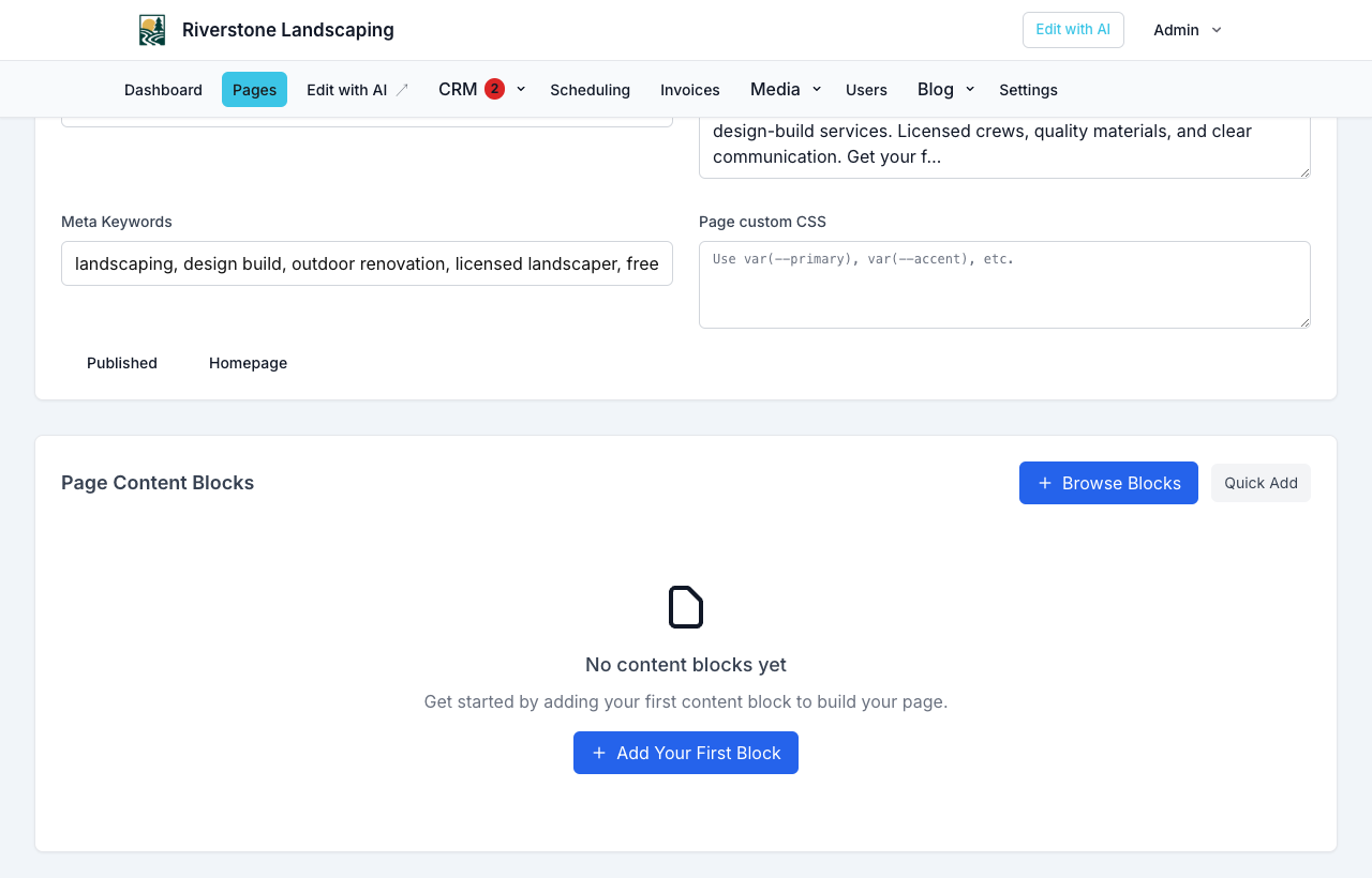 Page content blocks section