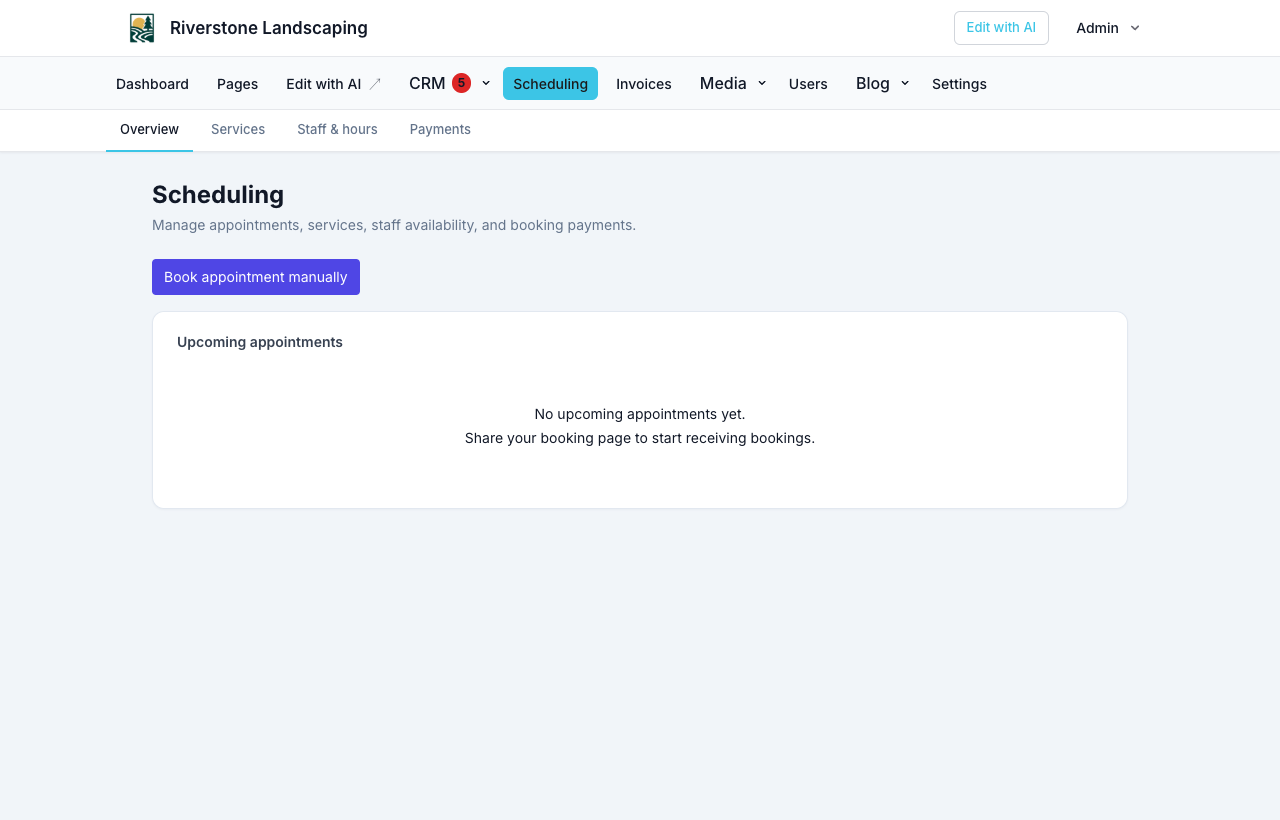 Scheduling hub in site admin