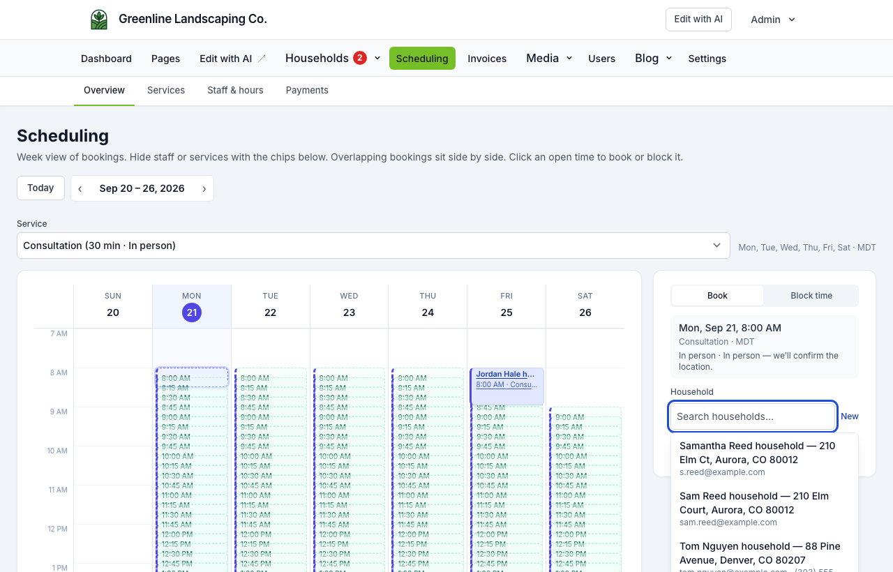 Booking picker searching CRM records