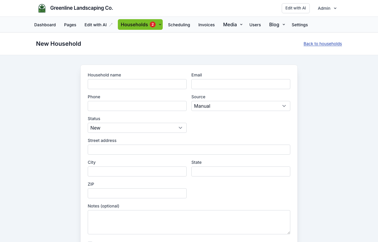 Add household with service address