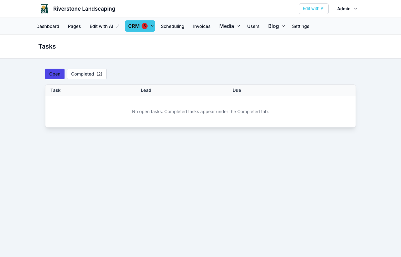 CRM tasks index