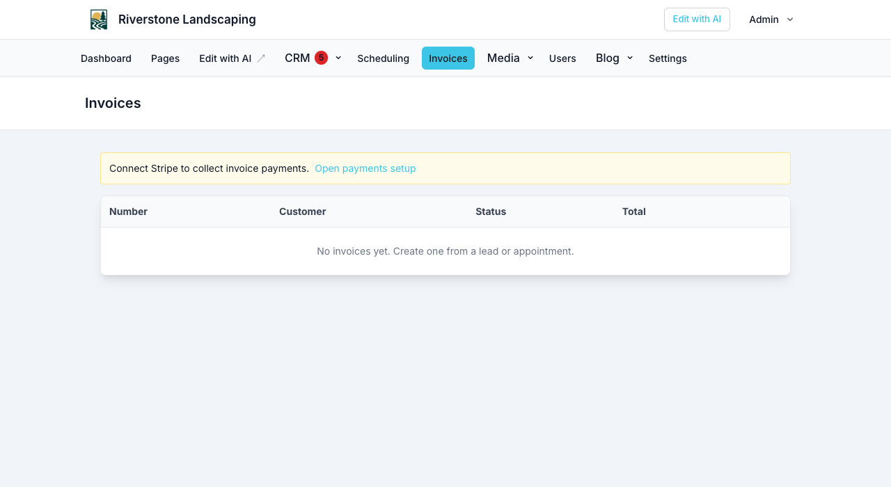 Customer invoices list in site admin