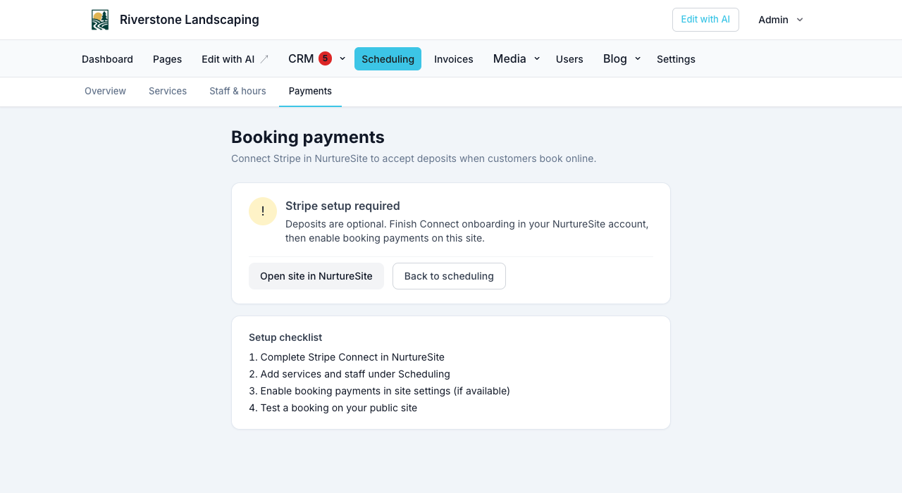 Stripe Connect payments status in site admin