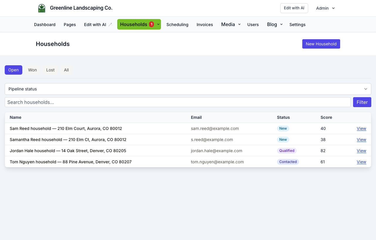 Site admin list of website logins