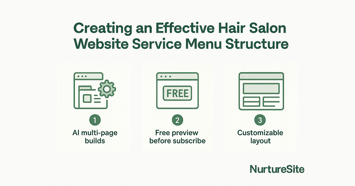 Infographic: hair salon website service menu structure for local service businesses
