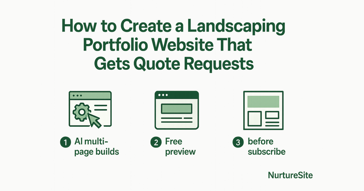 Infographic: landscaping portfolio website that gets quote requests for local service businesses