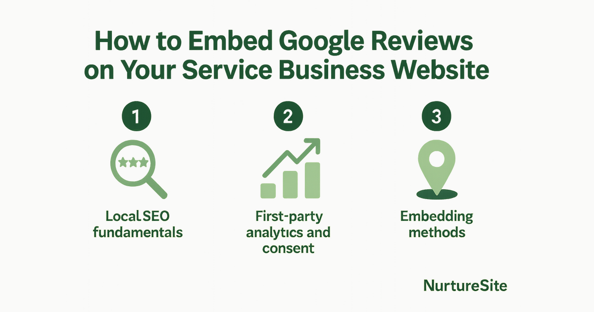 Infographic: embed google reviews on service business website for local service businesses